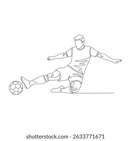 Defender performing sliding tackle to save the goal!