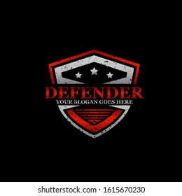 Defender Protection logo badge, rustic Technology logo designs