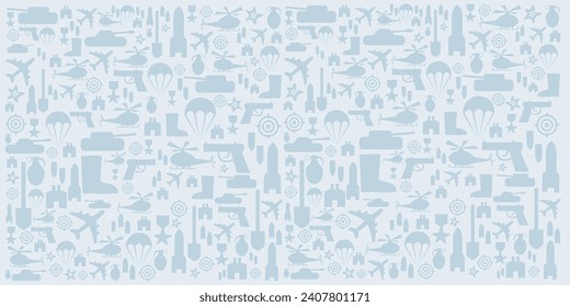 Defenders day military seamless vector pattern on black background. Russian national holiday on 23 February. Elements and symbols of the Russian army. 
23 february greeting card template.