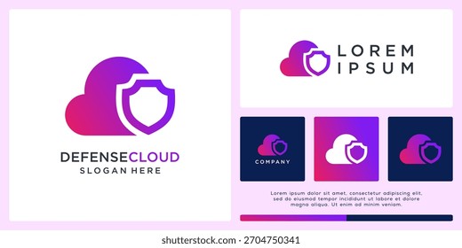 Modelo de design de logotipo de nuvem de defesa