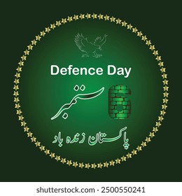 Defense Day of Pakistan, 6 September, Falke, Pakistan zinda schlechte Mittel auf Englisch (live long Pakistan), Social Media Post, Flyer, Banner, Bildungs-Post, Grußkarte, eps Vektordatei, Sternenkreis