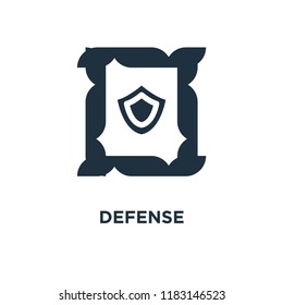 Defense icon. Black filled vector illustration. Defense symbol on white background. Can be used in web and mobile.