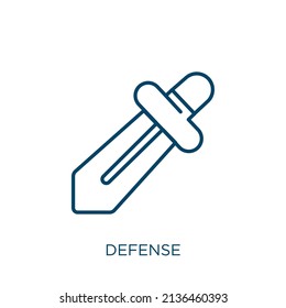 defense icon. Thin linear defense outline icon isolated on white background. Line vector defense sign, symbol for web and mobile