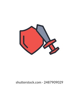 Vector de defensa. Icono de estilo lineal.Trazo editable.Ilustración de estilo para uso Diseño web,logo.Symbol.