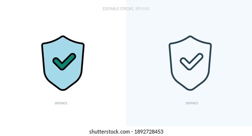 Defense icon for your website, logo, app, UI, product print. Defense concept flat Silhouette vector illustration icon. Editable stroke icons set