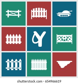 Defense icons set. set of 9 defense filled icons such as fence, tank