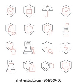 Defense icons set. Defense pack symbol vector elements for infographic web