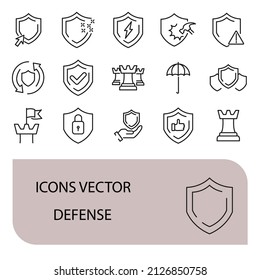 Defense icons set . Defense pack symbol vector elements for infographic web