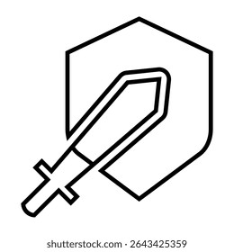 defense line icon design. defense thin black outline symbol vector illustration. editable stroke icon on transparent background.