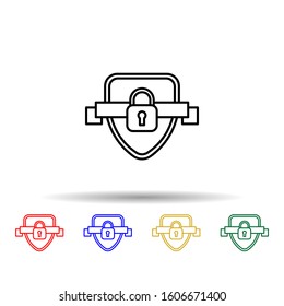 Defense, lock multi color style icon. Simple thin line, outline vector of law and justice icons for ui and ux, website or mobile application