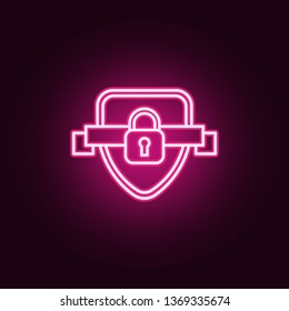 Defense, lock neon icon. Elements of Law & Justice set. Simple icon for websites, web design, mobile app, info graphics