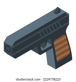Icono de pistola de defensa vector isométrico. Pelea sola. Ataque marcial