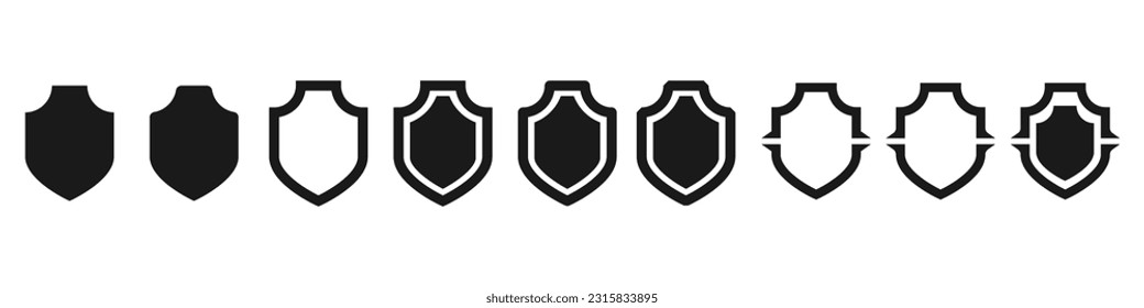 Defense shield illustrator modern icon set. For protection icon, defense, and security.