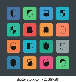 defense shield protection icon set