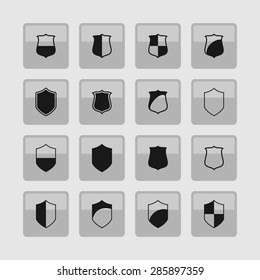 defense shield protection icon set