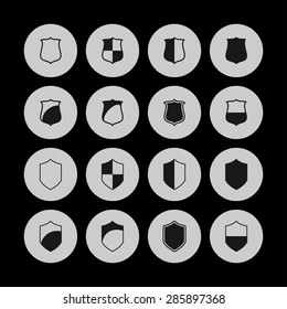 defense shield protection icon set
