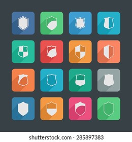defense shield protection icon set