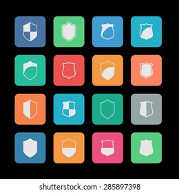 defense shield protection icon set