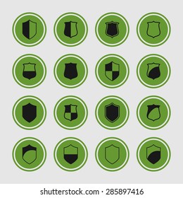 defense shield protection icon set