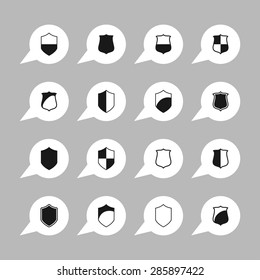 defense shield protection icon set