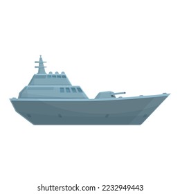 Vector de dibujos animados de icono de barco de defensa. Armada militar. Barco de guerra