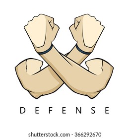 the defense sign sketch made in comics style that shows crossed arms on the chest