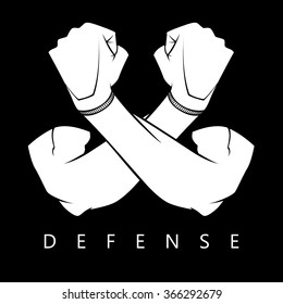 the defense sign sketch made in comics style that shows crossed arms on the chest