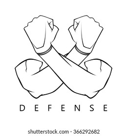 the defense sign sketch made in comics style that shows crossed arms on the chest