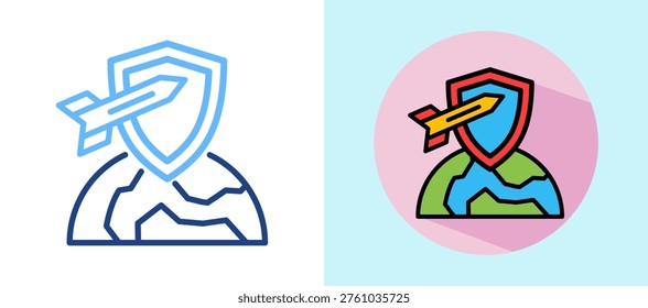 Defense System Icon lineisometric Vector Illustration