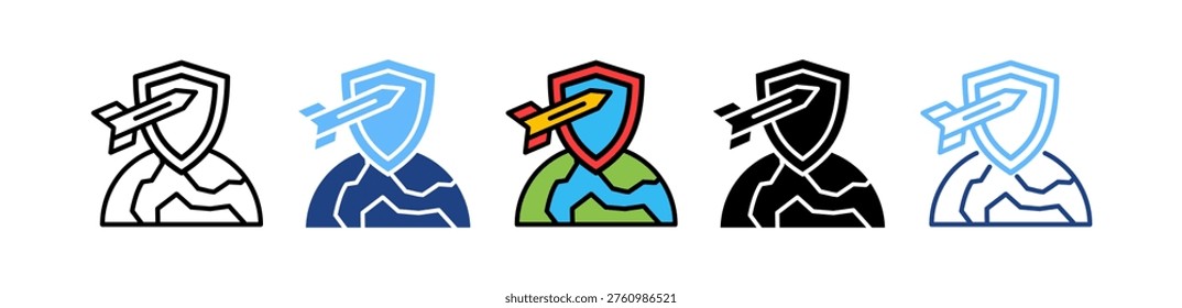 Defense System Icon multiple Vector Illustration