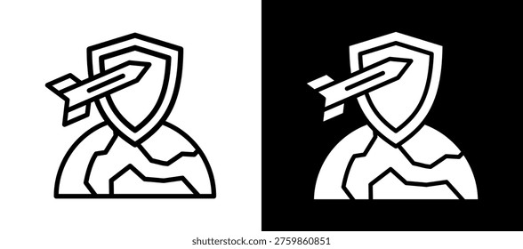 Defense System Icon whiteblack Vector Illustration