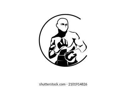 Defense Technique Profesional Boxer Vector Illustration