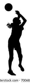 Defense volleyball player vector silhouette illustration isolated on white background. Volleyball girl in action. Woman volleyball player vector.