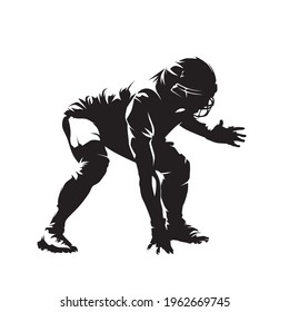 Defensive football player, american football. Isolated vector silhouette