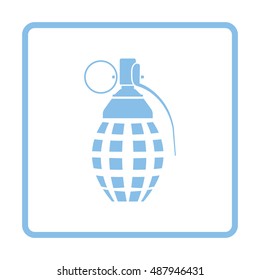 Defensive grenade icon. Blue frame design. Vector illustration.