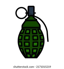 Defensive Grenade Icon. Editable Bold Outline With Color Fill Design. Vector Illustration.