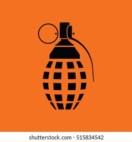 Defensive grenade icon. Orange background with black. Vector illustration.