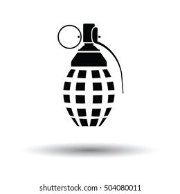 Defensive grenade icon. White background with shadow design. Vector illustration.