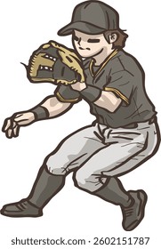 the defensive scene of a professional baseball outfielder