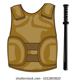 Defensive waistcoat and bat