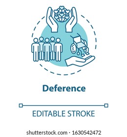 Deference Concept Icon. Multi-cultural Integrity. Inclusive Environment. Social Diversity. Universal Respect Idea Thin Line Illustration. Vector Isolated Outline RGB Color Drawing. Editable Stroke