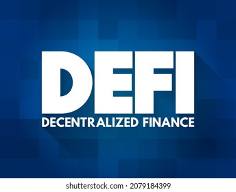 DeFi Decentralized Finance - blockchain-based form of finance that does not rely on central financial intermediaries, technology concept background