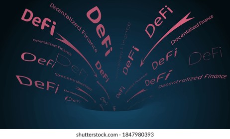 Las finanzas descentralizadas de DeFi están cayendo en un agujero. La caída en el mercado descentralizado de la criptodivisa. Ilustración vectorial.