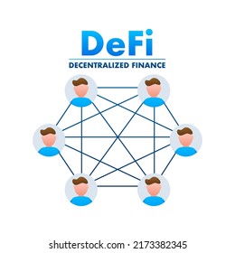 DeFi - Decentralized Finance. Financial technology, blockchain. Digital wallet. Vector stock illustration.