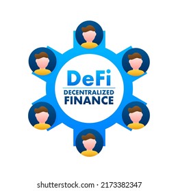 DeFi - Decentralized Finance. Financial technology, blockchain. Digital wallet. Vector stock illustration.