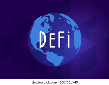 DeFi - Decentralized finance - open-source community of projects, leveraging blockchain, that develops solutions in decentralized financial system. Flat vector illustration DeFi fintech concept