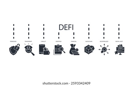 Defi icons set isolated on White Background Flat style design