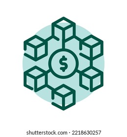 DeFi sign сolor line icon. Initial public offering. Pictogram for web page.