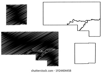 Defiance And Crawford County, Ohio State (U.S. County, United States Of America) Map Vector Illustration, Scribble Sketch Map