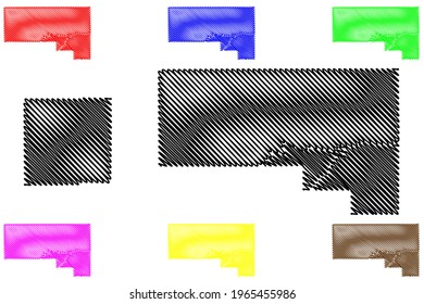 Defiance And Crawford County, Ohio State (U.S. County, United States Of America) Map Vector Illustration, Scribble Sketch Map